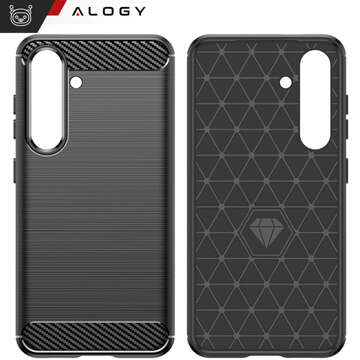 Etui do Samsung Galaxy S24 pancerne plecki obudowa na telefon case Alogy Carbon Silicone czarne + Szkło