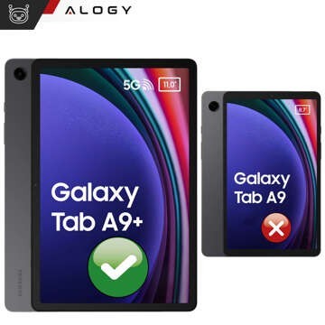 Etui do Samsung Galaxy Tab A9+ Plus 2023 11" (X210/X215/X216) obrotowe pokrowiec obudowa z klapką na tablet Case Alogy Czarne + Szkło 