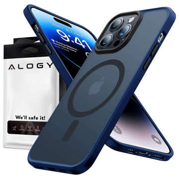 Etui do iPhone 14 Pro MagSafe Case obudowa ochronna Alogy Ring pancerne na telefon matowe Granatowe