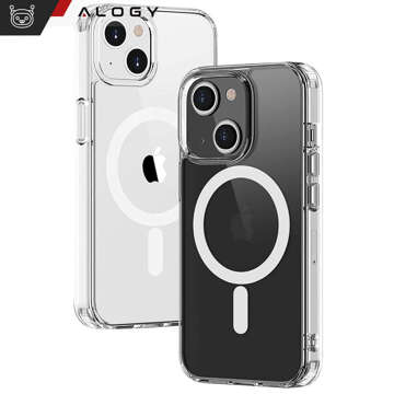 Etui do iPhone 15 Plus MagSafe obudowa Hybrid Case Cover Shock Clear Alogy Przezroczyste + Szkło