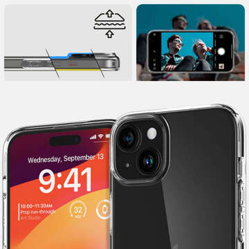 Etui do iPhone 15 Plus Spigen Liquid Crystal Case obudowa ochronna na telefon przezroczyste Clear + Szkło