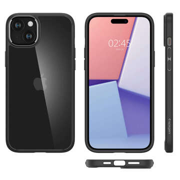 Etui do iPhone 15 Plus Spigen Ultra Hybrid Case obudowa plecki czarne Matte Black + Szkło