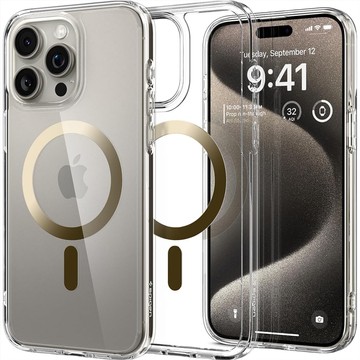 Etui do iPhone 15 Pro Max 6,7" Spigen Ultra Hybrid Mag Safe Case Pokrowiec Futerał Mag Fit Crystal Gold