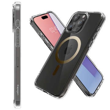 Etui do iPhone 15 Pro Max 6,7" Spigen Ultra Hybrid Mag Safe Case Pokrowiec Futerał Mag Fit Crystal Gold