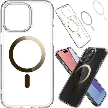 Etui do iPhone 15 Pro Max 6,7" Spigen Ultra Hybrid Mag Safe Case Pokrowiec Futerał Mag Fit Crystal Gold