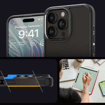 Etui do iPhone 15 Pro Max Spigen Ultra Hybrid Case obudowa plecki Matte Black + Szkło