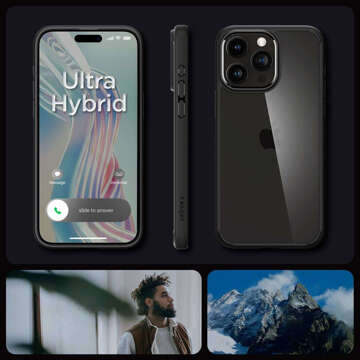 Etui do iPhone 15 Pro Max Spigen Ultra Hybrid Case obudowa plecki Matte Black + Szkło