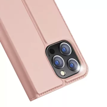 Etui do iPhone 15 Pro pokrowiec z klapką i portfelem Dux Ducis Skin Pro - różowe