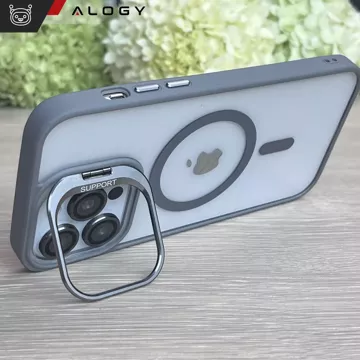 Etui hybrydowe ochronne do Apple iPhone 16 Pro Alogy KickStand Hybrid Case z podpórką do MagSafe Szare