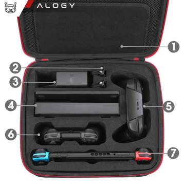 Etui kuferek walizka torba do Nintendo Switch OLED akcesoria 21 gier Alogy Wodoodporne z paskiem Czarny