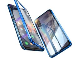 Etui magnetyczne szklane Dr.Fit dwustronne do Xiaomi Mi 9 Niebieskie