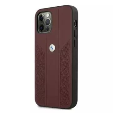 Etui na telefon BMW BMHCP12LRSPPR do Apple iPhone 12 Pro Max 6,7" czerwony/red hardcase Leather Curve Perforate