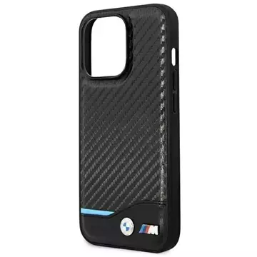 Etui na telefon BMW BMHCP14L22NBCK do Apple iPhone 14 Pro 6,1" czarny/black Leather Carbon