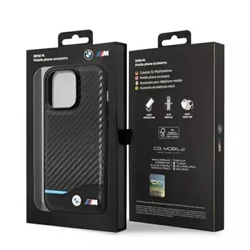 Etui na telefon BMW BMHCP14L22NBCK do Apple iPhone 14 Pro 6,1" czarny/black Leather Carbon