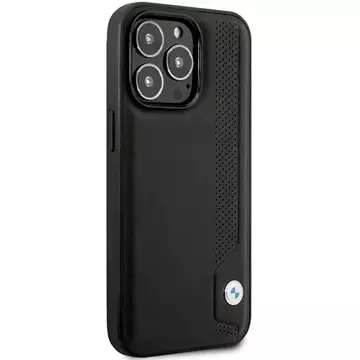 Etui na telefon BMW BMHCP14L22RBDK do Apple iPhone 14 Pro 6,1" czarny/black hardcase Leather Blue Dots