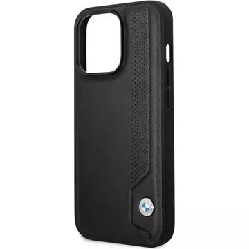 Etui na telefon BMW BMHCP14L22RBDK do Apple iPhone 14 Pro 6,1" czarny/black hardcase Leather Blue Dots