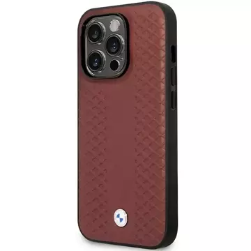 Etui na telefon BMW BMHCP14L22RFGR do Apple iPhone 14 Pro 6,1" burgundowy/burgundy Leather Diamond Pattern