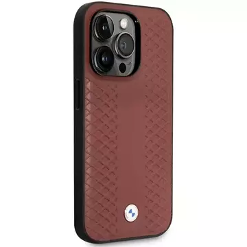 Etui na telefon BMW BMHCP14L22RFGR do Apple iPhone 14 Pro 6,1" burgundowy/burgundy Leather Diamond Pattern