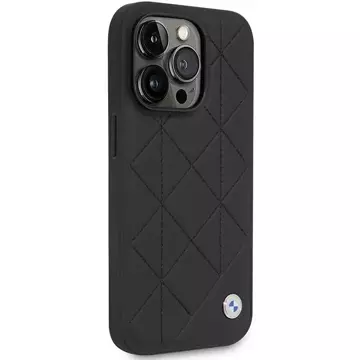 Etui na telefon BMW BMHCP14L22RQDK do Apple iPhone 14 Pro 6,1" czarny/black Leather Quilted