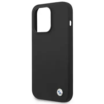 Etui na telefon BMW BMHCP14LSILBK do Apple iPhone 14 Pro 6,1" czarny/black Silicone Metal Logo