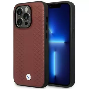 Etui na telefon BMW BMHMP14L22RFGR do Apple iPhone 14 Pro 6,1" burgundowy/burgundy Leather Diamond Pattern MagSafe