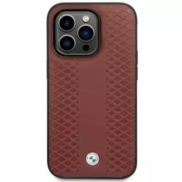 Etui na telefon BMW BMHMP14L22RFGR do Apple iPhone 14 Pro 6,1" burgundowy/burgundy Leather Diamond Pattern MagSafe