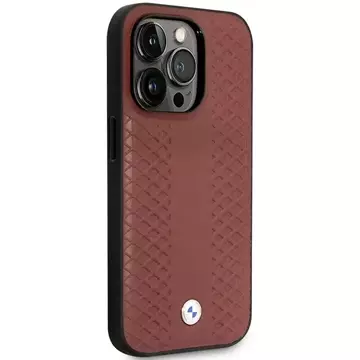 Etui na telefon BMW BMHMP14L22RFGR do Apple iPhone 14 Pro 6,1" burgundowy/burgundy Leather Diamond Pattern MagSafe