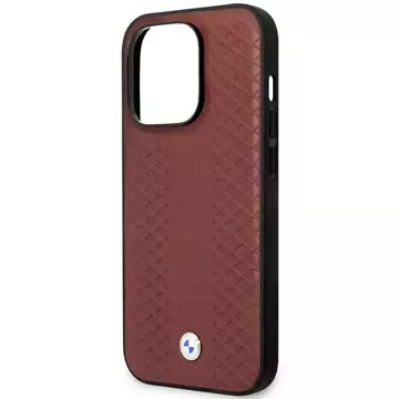 Etui na telefon BMW BMHMP14L22RFGR do Apple iPhone 14 Pro 6,1" burgundowy/burgundy Leather Diamond Pattern MagSafe