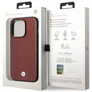 Etui na telefon BMW BMHMP14L22RFGR do Apple iPhone 14 Pro 6,1" burgundowy/burgundy Leather Diamond Pattern MagSafe