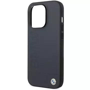 Etui na telefon BMW BMHMP14LSLLNA do Apple iPhone 14 Pro 6,1" granatowy/navy hardcase Leather Hot Stamp MagSafe