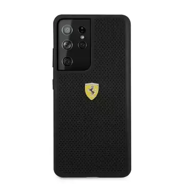 Etui na telefon Ferrari Hardcase do Samsung Galaxy S21 Ultra czarny/black hardcase On Track Perforated