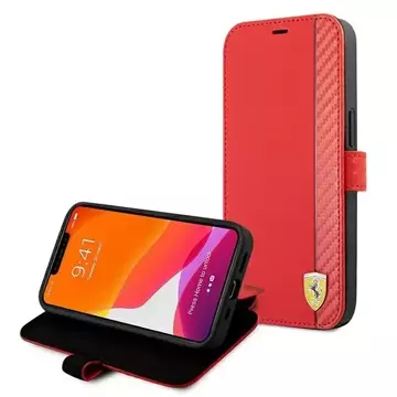 Etui na telefon Ferrari iPhone 13 Pro / 13 6,1" czerwony/red book On Track Carbon Stripe  