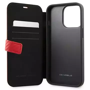 Etui na telefon Ferrari iPhone 13 Pro / 13 6,1" czerwony/red book On Track Carbon Stripe  