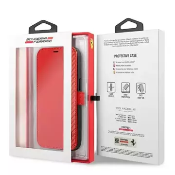 Etui na telefon Ferrari iPhone 13 Pro / 13 6,1" czerwony/red book On Track Carbon Stripe  