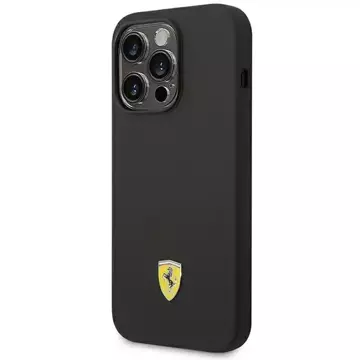 Etui na telefon Ferrari iPhone 14 Pro 6,1" czarny/black hardcase Silicone Metal Logo 