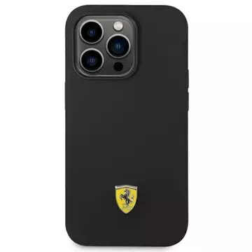 Etui na telefon Ferrari iPhone 14 Pro 6,1" czarny/black hardcase Silicone Metal Logo 