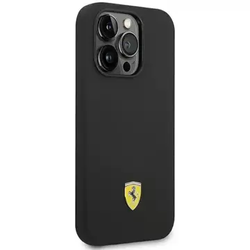 Etui na telefon Ferrari iPhone 14 Pro 6,1" czarny/black hardcase Silicone Metal Logo 