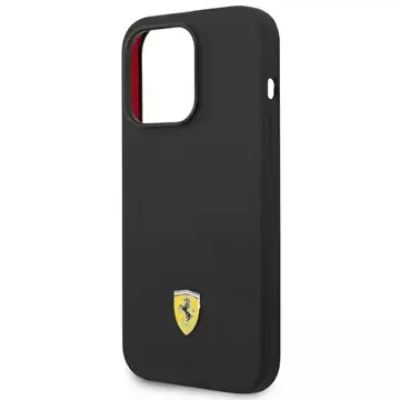 Etui na telefon Ferrari iPhone 14 Pro 6,1" czarny/black hardcase Silicone Metal Logo 