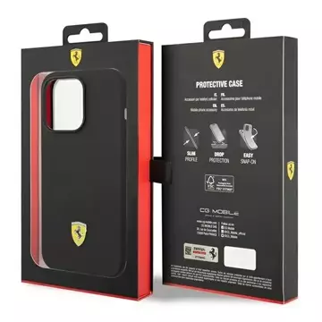 Etui na telefon Ferrari iPhone 14 Pro 6,1" czarny/black hardcase Silicone Metal Logo 