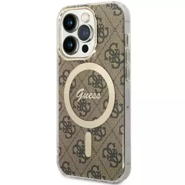 Etui na telefon Guess GUHMP14LH4STW do Apple iPhone 14 Pro 6.1" brązowy/brown hardcase 4G MagSafe