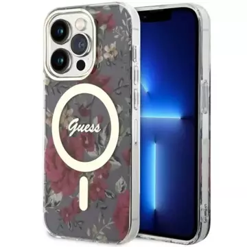 Etui na telefon Guess GUHMP14LHCFWSA do Apple iPhone 14 Pro 6.1" zielony/khaki hardcase Flower MagSafe