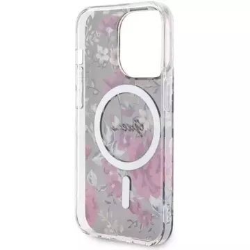 Etui na telefon Guess GUHMP14LHCFWSA do Apple iPhone 14 Pro 6.1" zielony/khaki hardcase Flower MagSafe