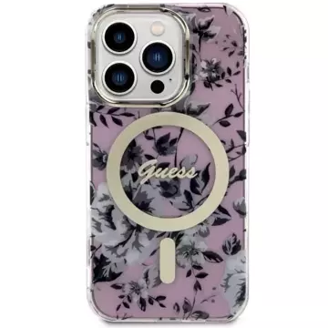 Etui na telefon Guess GUHMP14LHCFWSP do Apple iPhone 14 Pro 6.1" różowy/pink hardcase Flower MagSafe