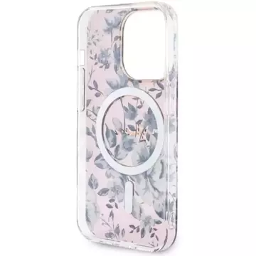 Etui na telefon Guess GUHMP14LHCFWSP do Apple iPhone 14 Pro 6.1" różowy/pink hardcase Flower MagSafe