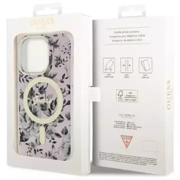 Etui na telefon Guess GUHMP14LHCFWSP do Apple iPhone 14 Pro 6.1" różowy/pink hardcase Flower MagSafe