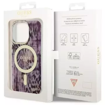 Etui na telefon Guess GUHMP14LHLEOPWP do Apple iPhone 14 Pro 6.1" różowy/pink hardcase Leopard MagSafe