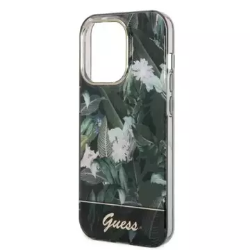 Etui na telefon Guess do iPhone 14 Pro 6,1" zielony/green hardcase Jungle Collection