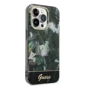 Etui na telefon Guess do iPhone 14 Pro 6,1" zielony/green hardcase Jungle Collection