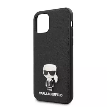 Etui na telefon Karl Lagerfeld do iPhone 12 mini 5,4" czarny/black hardcase Saffiano Ikonik Metal