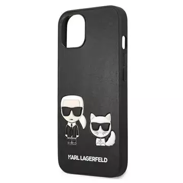 Etui na telefon Karl Lagerfeld do iPhone 13 6,1" czarny/black hardcase Ikonik Karl & Choupette